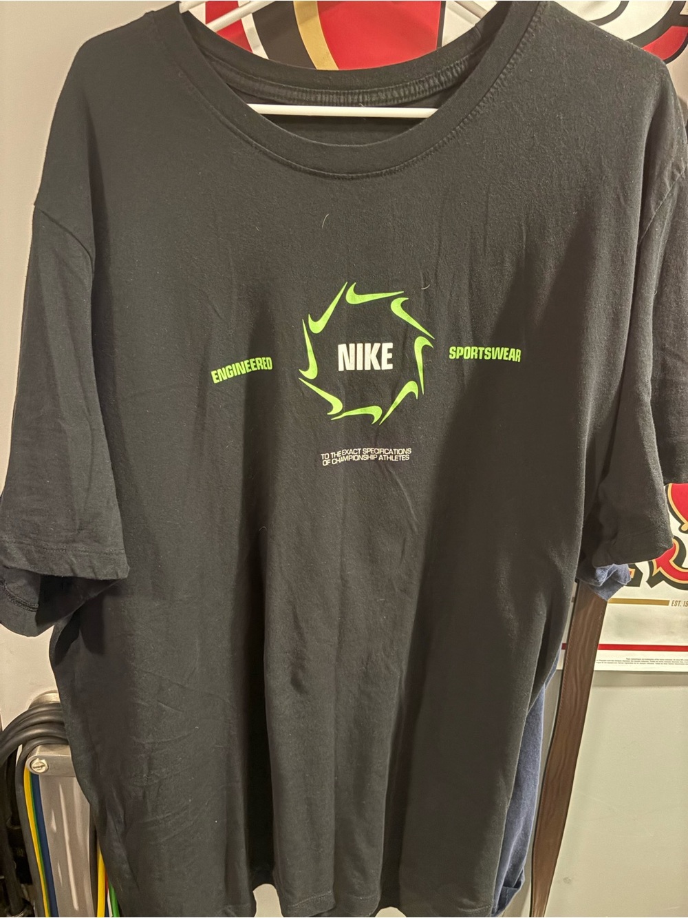 Nike Black Short-Sleeve Tee with Neon Green Logo